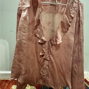 Free People Pink Ruffled Blouse